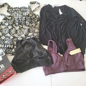 Women's Romper Bra Lot Of 4‎ Bundle Size Medium 8 Black Aztec